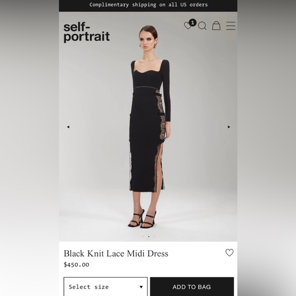 Self Portrait Black Knit Lace Midi Dress - Picture 2 of 7